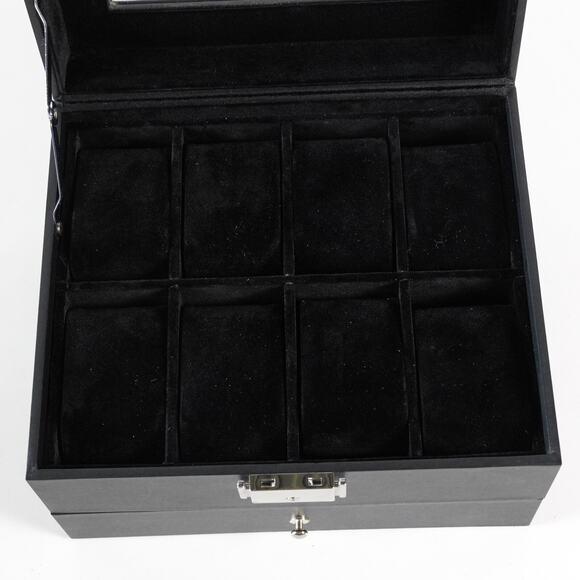 Songmics Black Synthetic Leather Watch Box 8 Slot Glass Window Lid Display Case - Picture 4 of 15